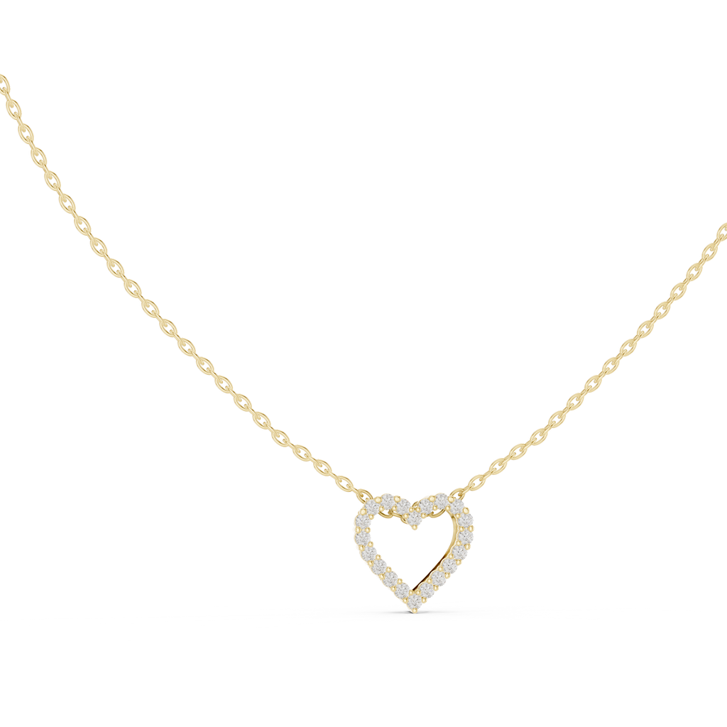 Amorette Dainty Open Heart Diamond Pendant with Chain