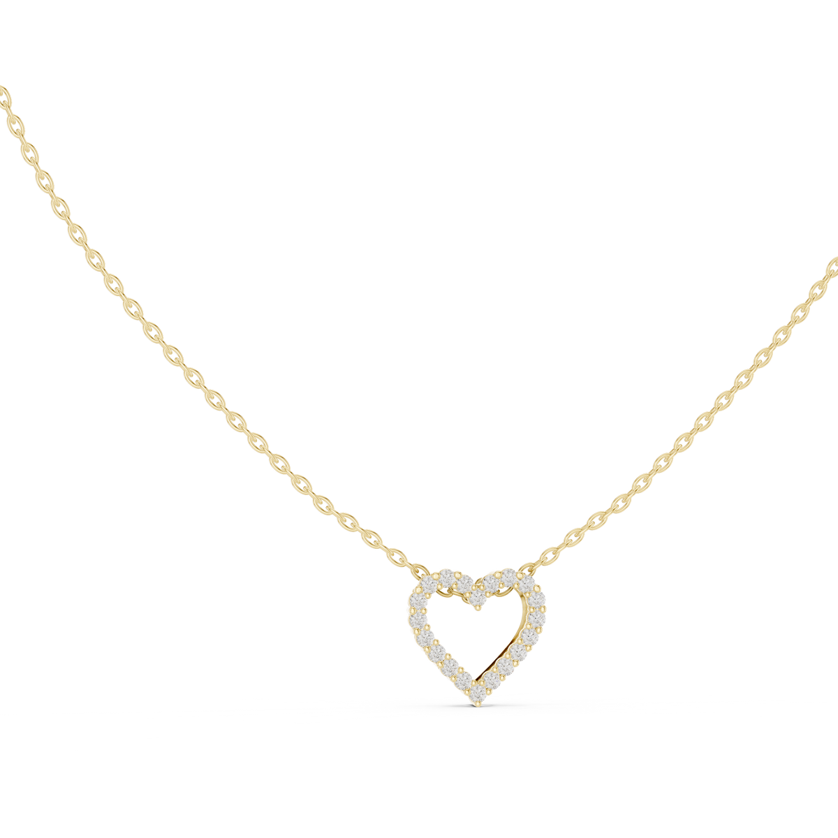 Amorette Dainty Open Heart Diamond Pendant with Chain