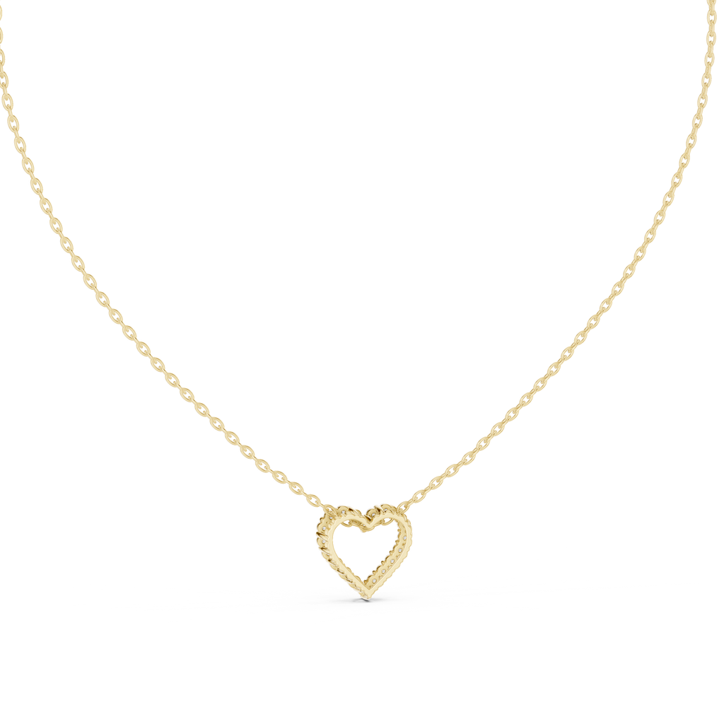 Amorette Dainty Open Heart Diamond Pendant with Chain