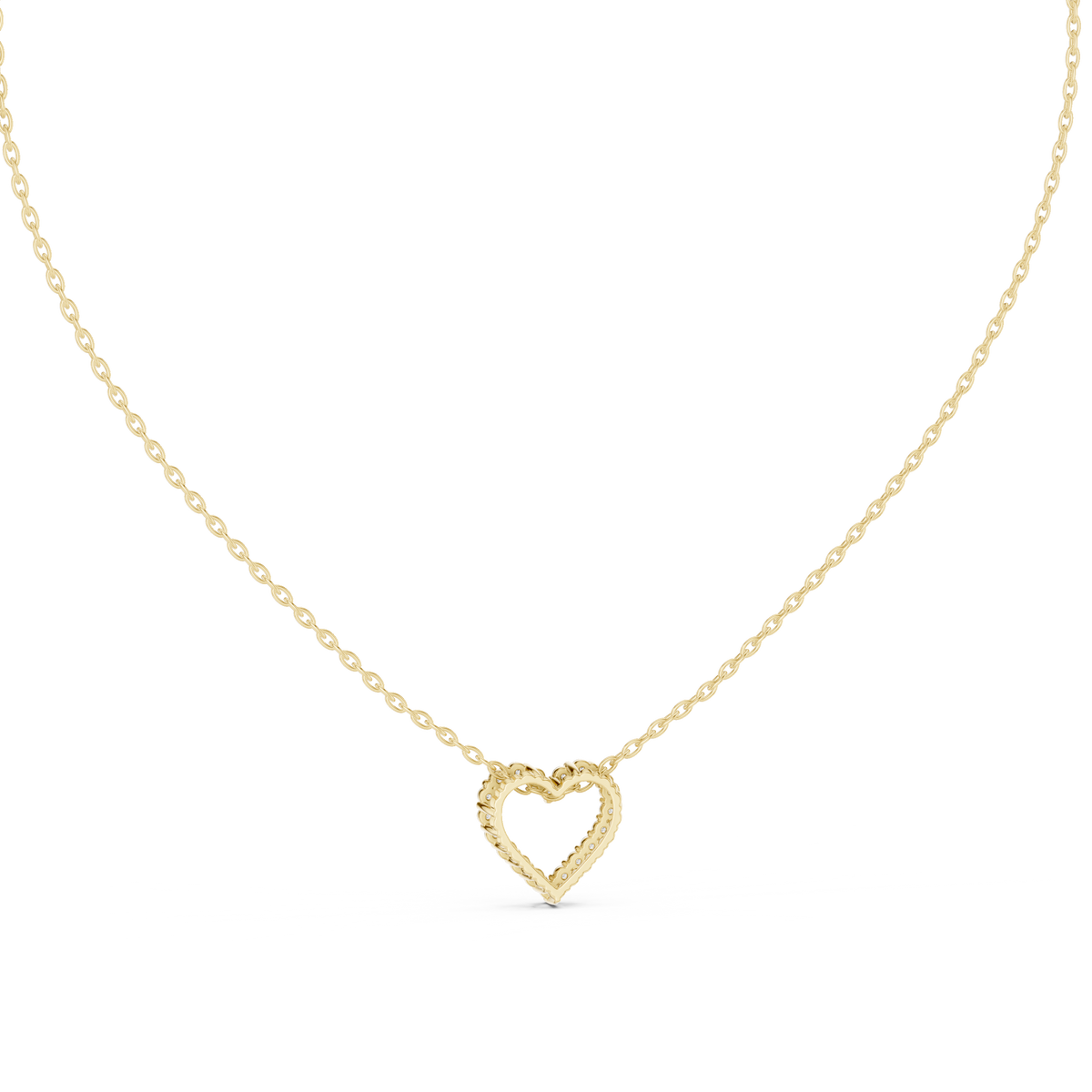 Amorette Dainty Open Heart Diamond Pendant with Chain