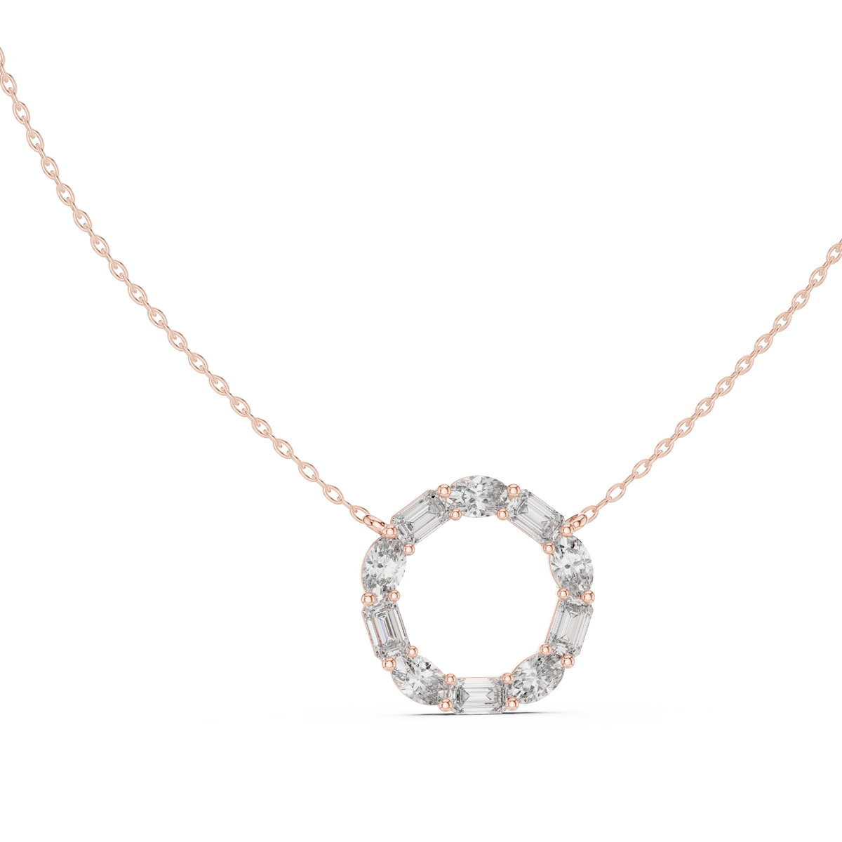 Coronia Mixed Cut Circle of Life Lab Grown Diamond Pendant Necklace