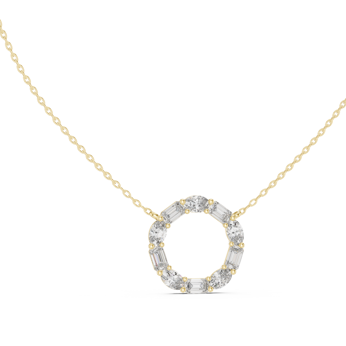 Coronia Mixed Cut Circle of Life Lab Grown Diamond Pendant Necklace