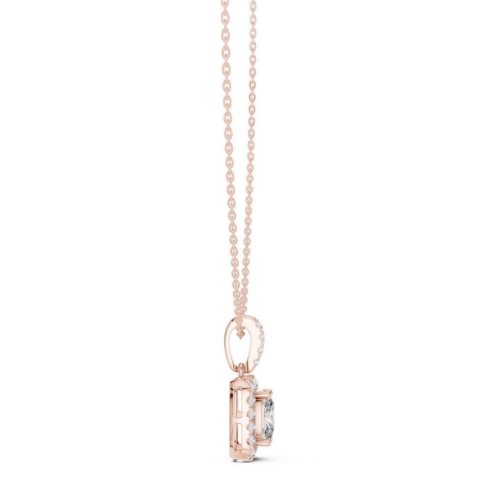 Haloria Cushion Halo Solitaire Lab Grown Diamond Pendant Necklace