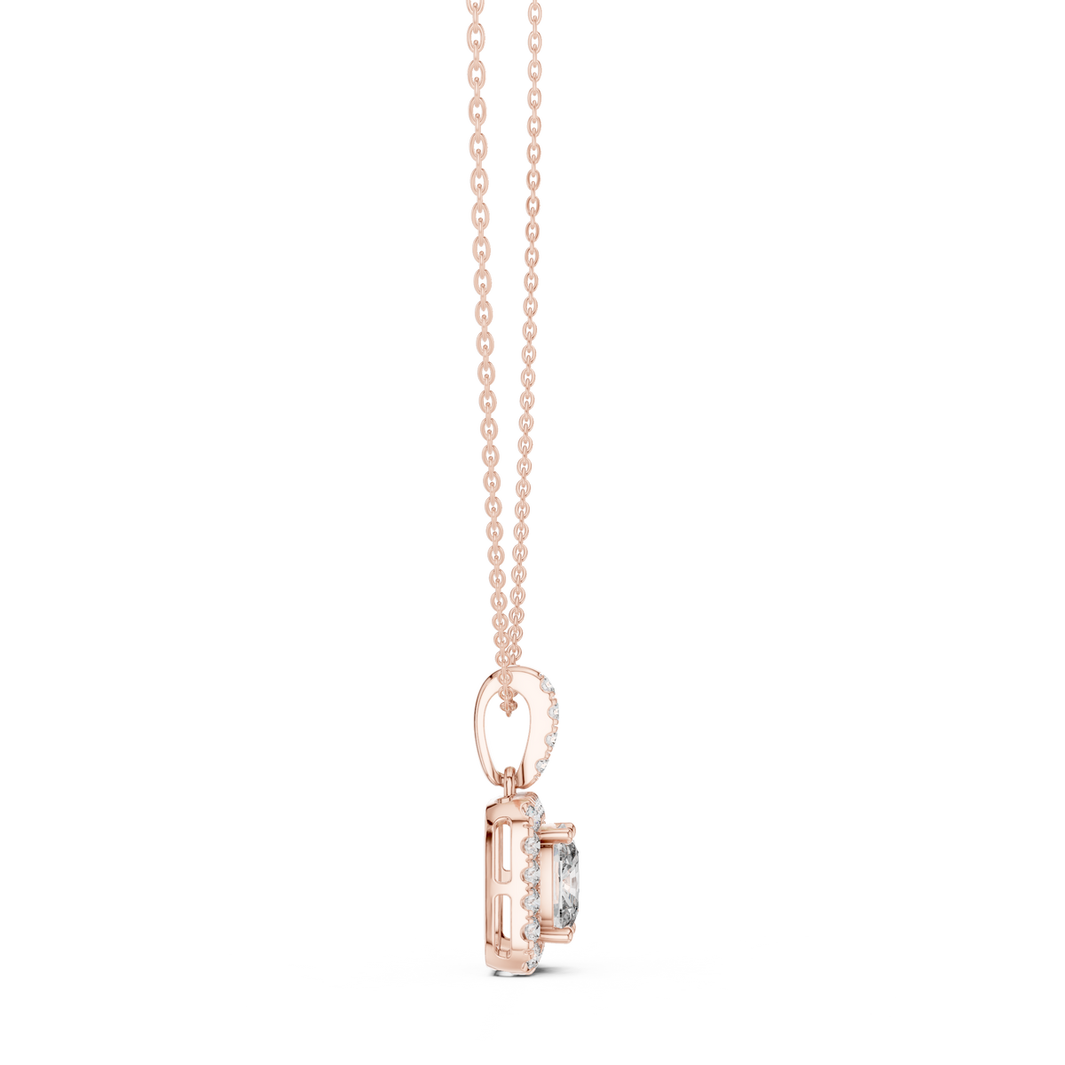 Haloria Cushion Halo Solitaire Lab Grown Diamond Pendant Necklace