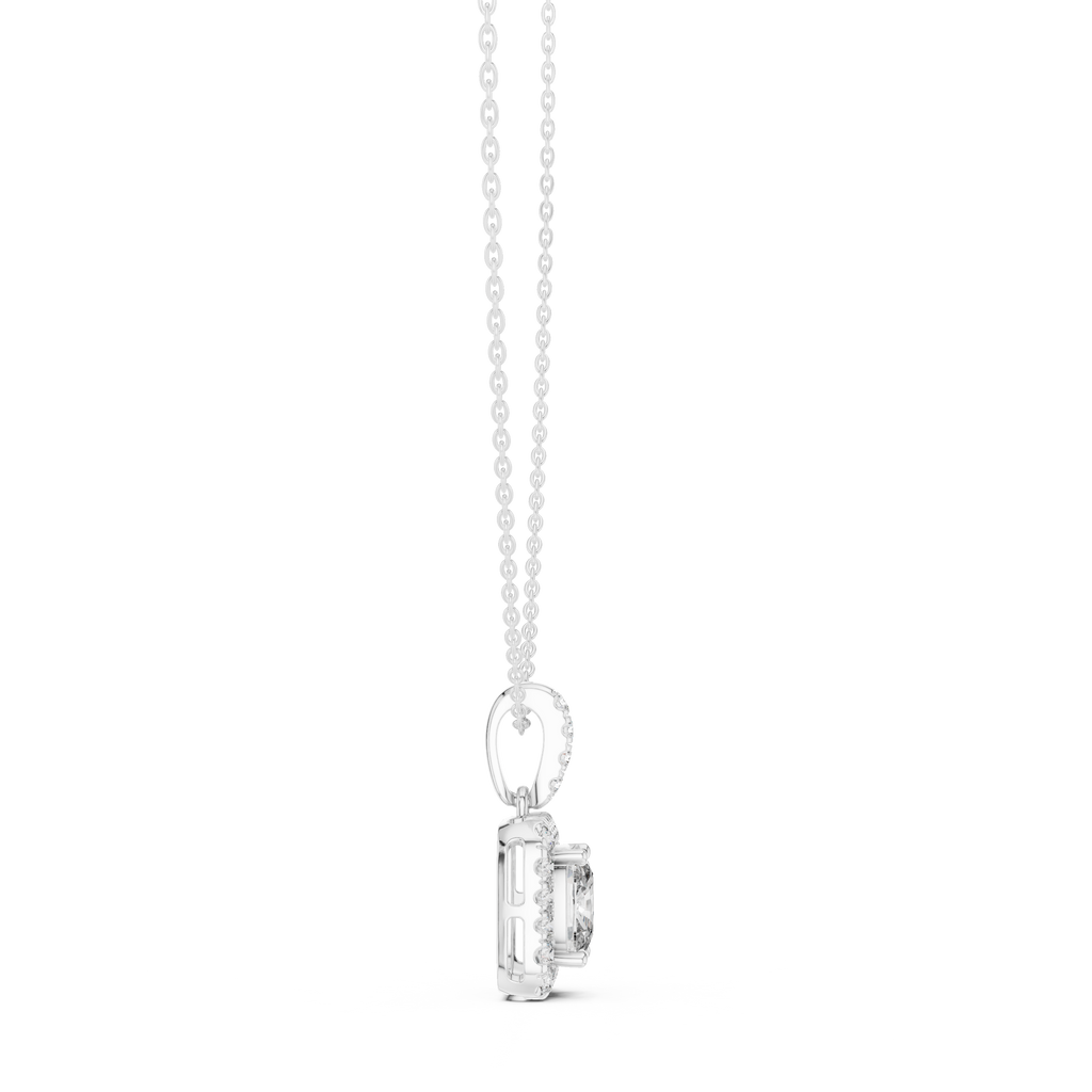 Haloria Cushion Halo Solitaire Lab Grown Diamond Pendant Necklace