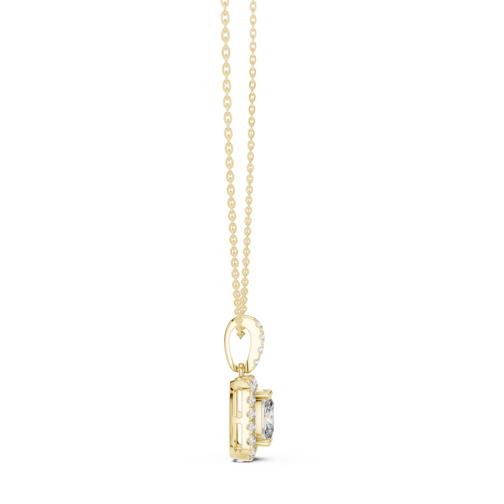 Haloria Cushion Halo Solitaire Lab Grown Diamond Pendant Necklace