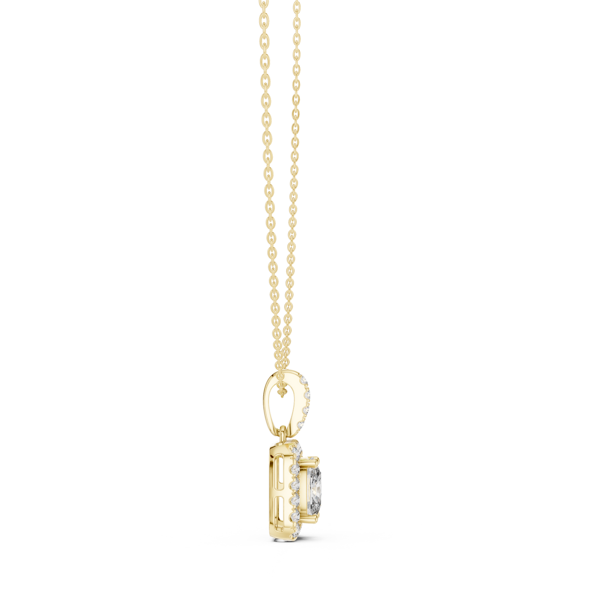 Haloria Cushion Halo Solitaire Lab Grown Diamond Pendant Necklace