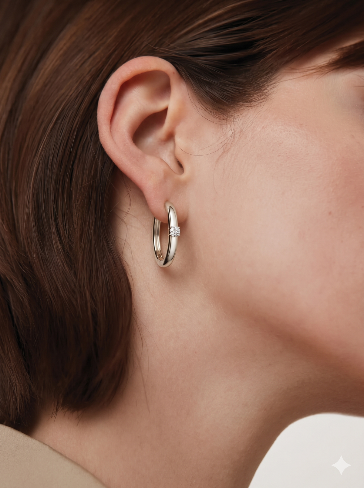 Solviera Round Solitaire Lab Grown Diamond Hoop Earrings