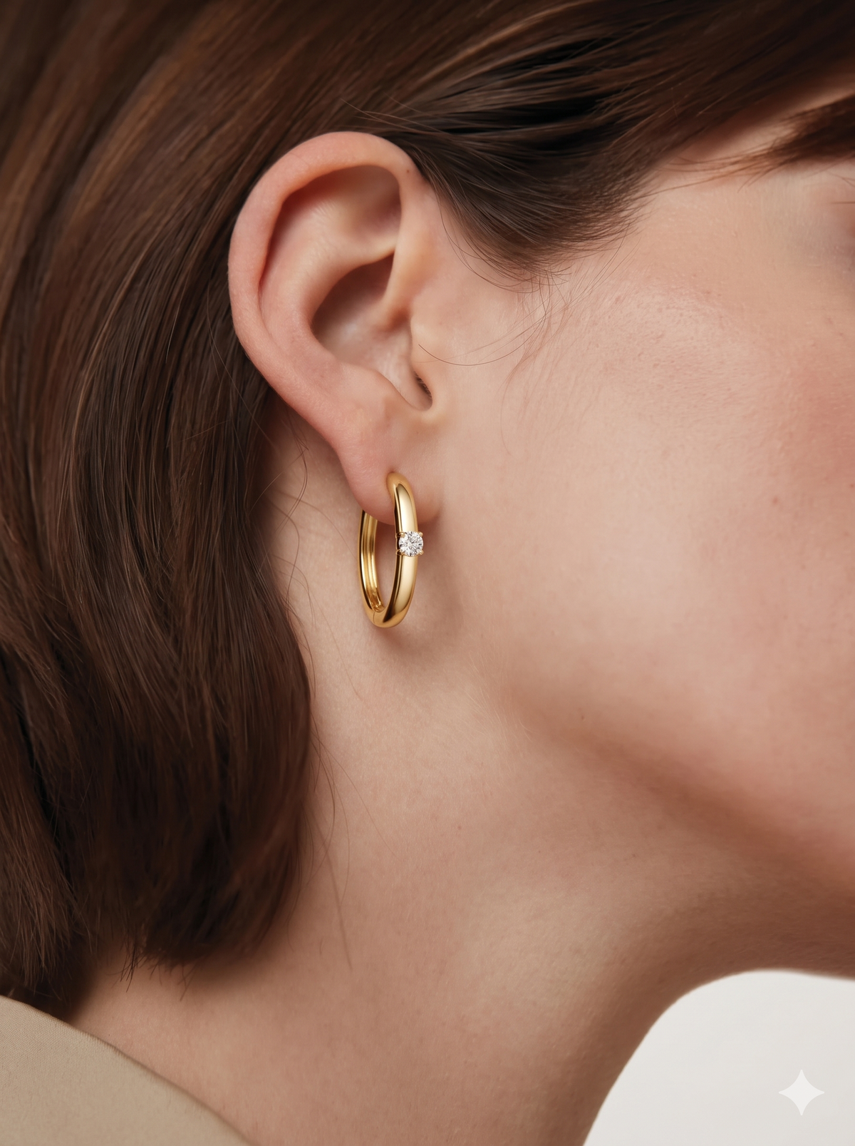 Solviera Round Solitaire Lab Grown Diamond Hoop Earrings