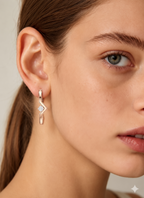 Zarellia Chevron Solitaire Lab Grown Diamond Earrings