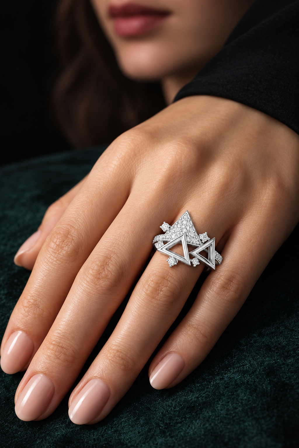 Triavelle Geometric Lab Grown Diamond Statement Ring.