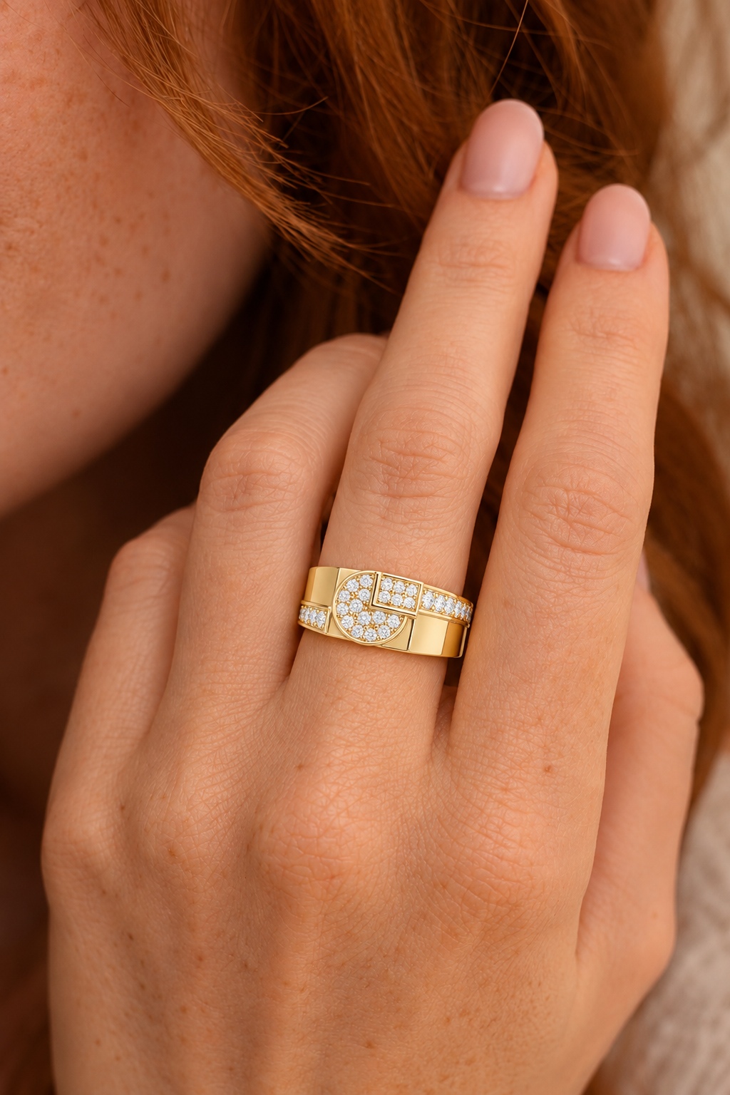 Cavellia Geometric Pavé Lab Grown Diamond Band Ring