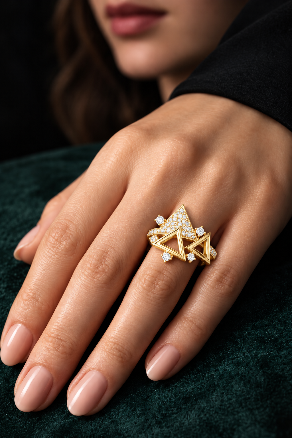 Triavelle Geometric Lab Grown Diamond Statement Ring.