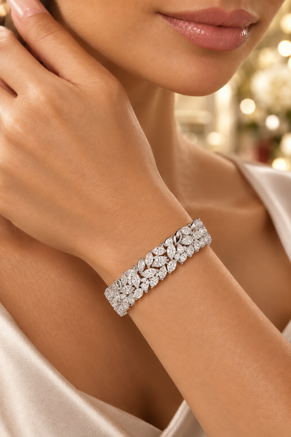 Wisteline Wide Cluster Lab Grown Diamond Statement Bracelet