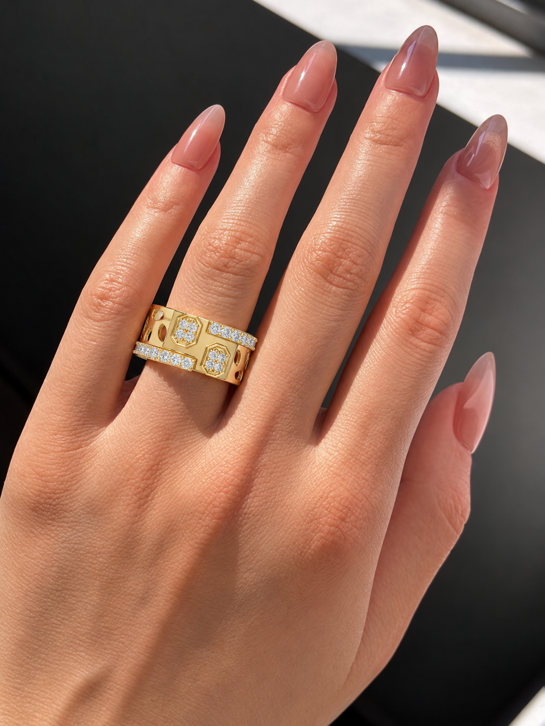 Octavelle Geometric Pavé Lab Grown Diamond Band Ring