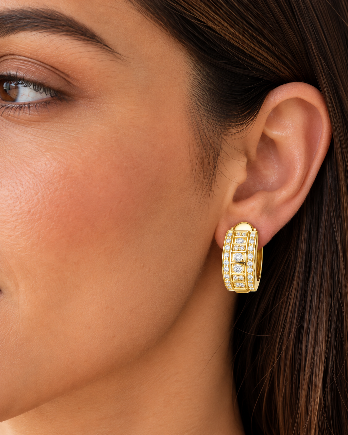 Valleria Geometric Pavé Lab Grown Diamond Hoop Earrings