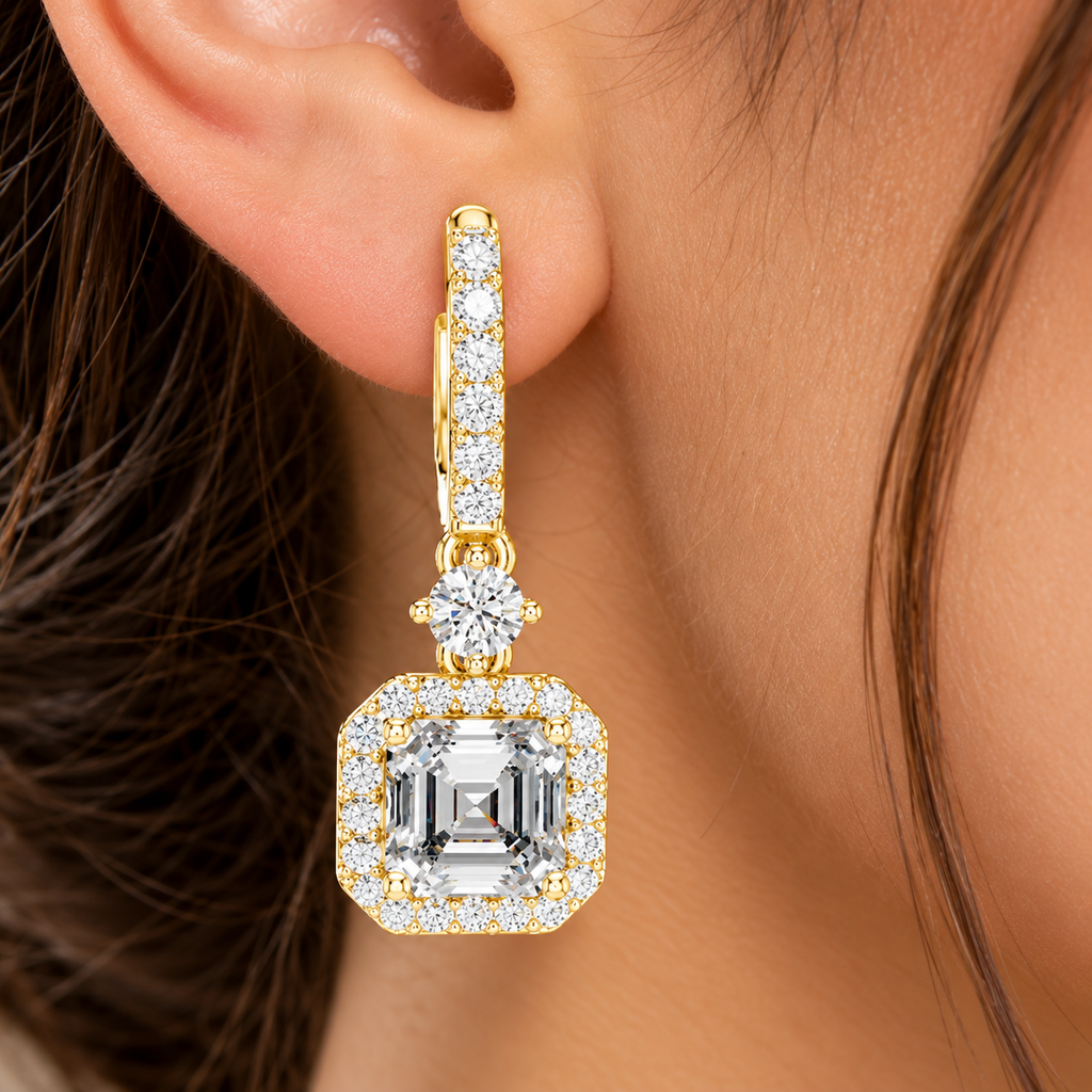 Avelisse Cushion Cut Lab Grown Diamond Drop Earrings