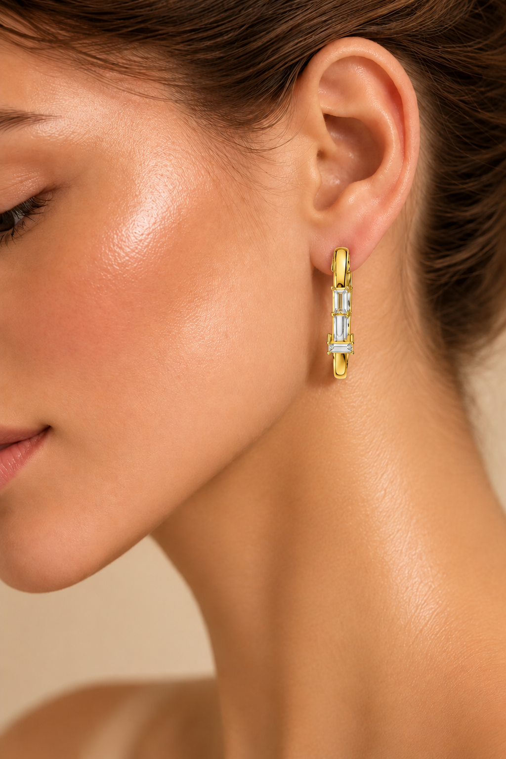 Valerisse Baguette Cascade Lab Grown Diamond Hoop Earrings