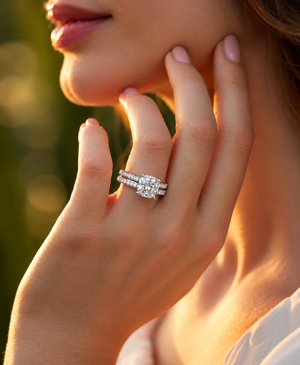 Bellavere Cushion-Cut Lab Grown Diamond Bridal Ring.