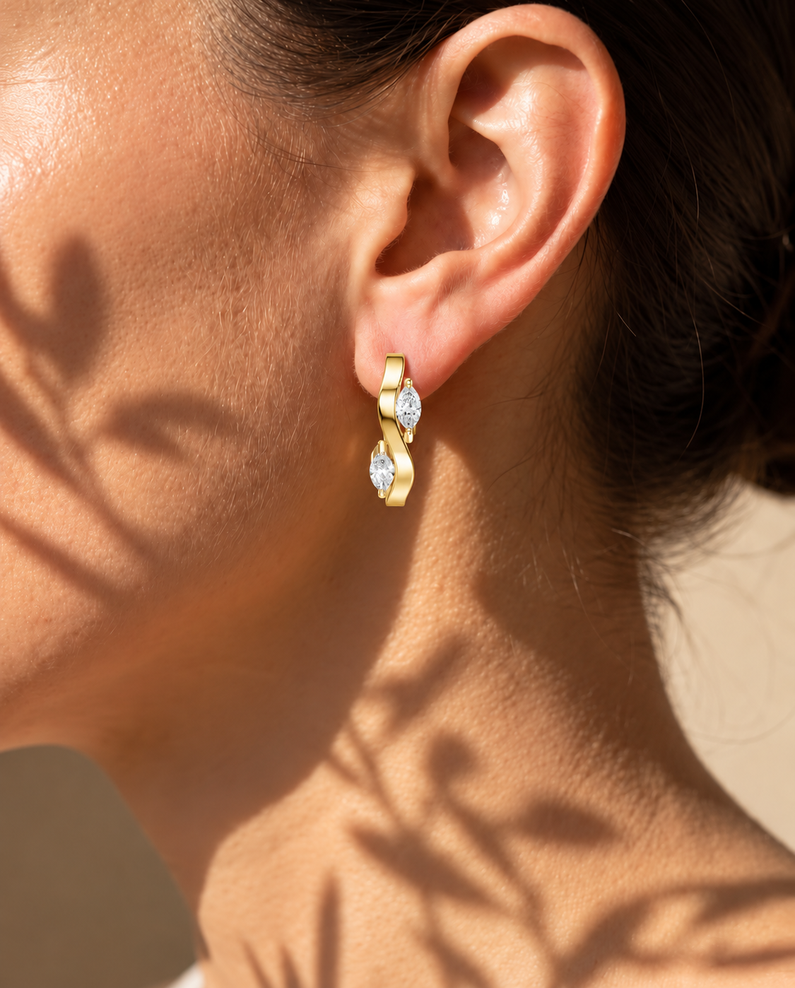 Virelia Sculpted Twist Lab Grown Diamond Drop Earrings