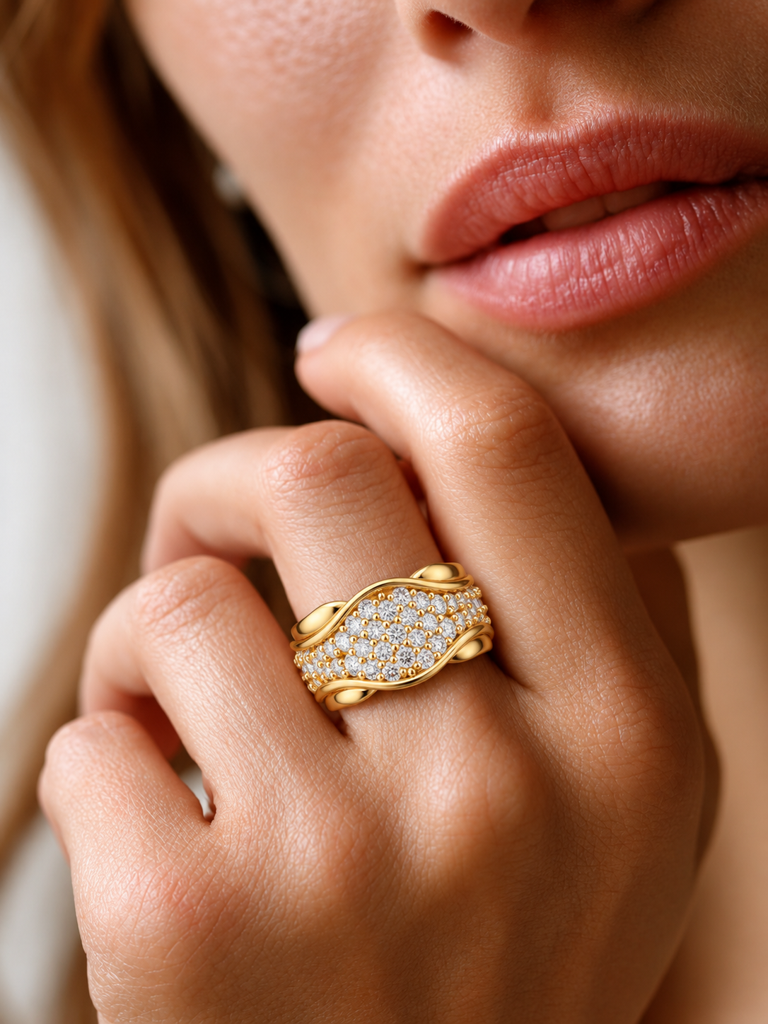 Celestine Wave Pavé Lab Grown Diamond Ring