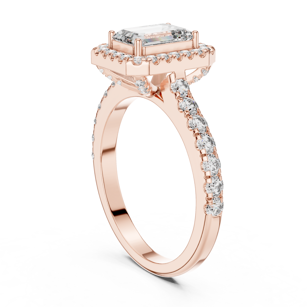 Aurelia Emerald-Cut Halo Lab Grown Diamond Ring