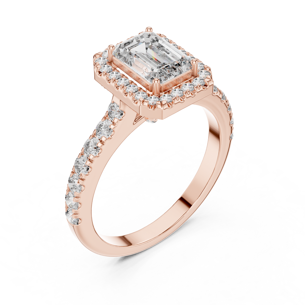 Aurelia Emerald-Cut Halo Lab Grown Diamond Ring