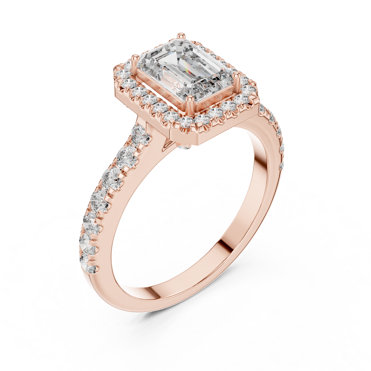 Aurelia Emerald-Cut Halo Lab Grown Diamond Ring