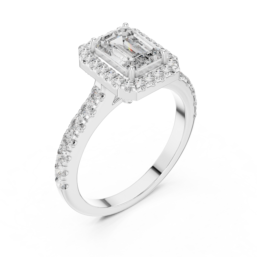 Aurelia Emerald-Cut Halo Lab Grown Diamond Ring