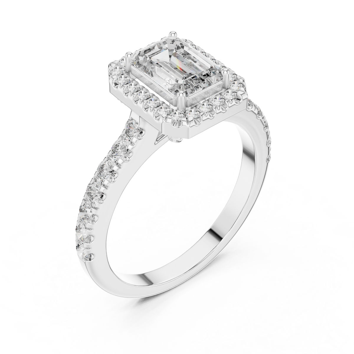 Aurelia Emerald-Cut Halo Lab Grown Diamond Ring