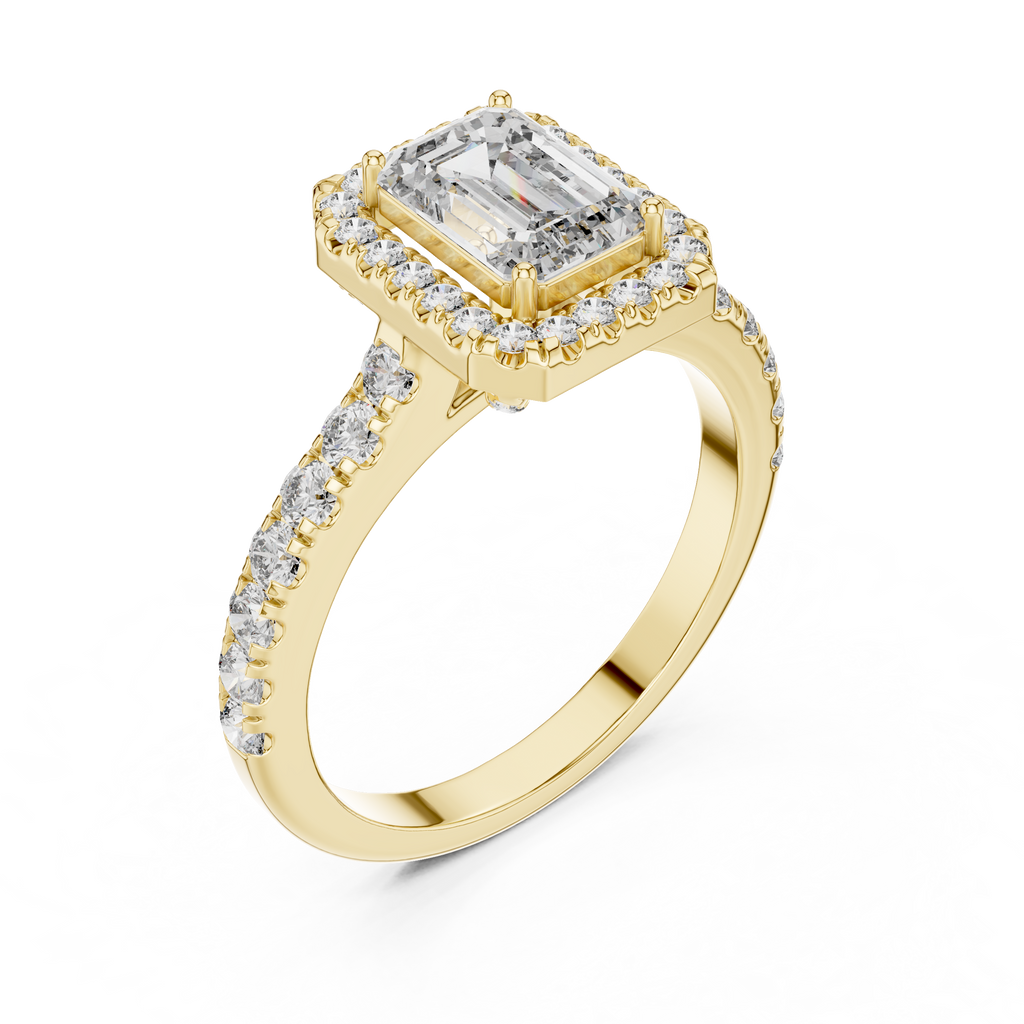 Aurelia Emerald-Cut Halo Lab Grown Diamond Ring