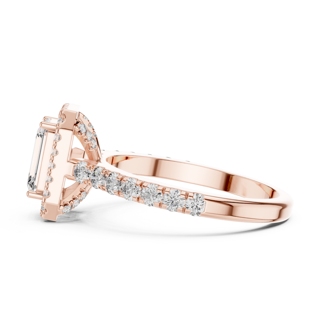 Aurelia Emerald-Cut Halo Lab Grown Diamond Ring