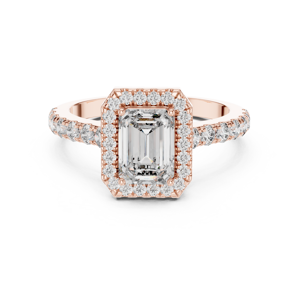 Aurelia Emerald-Cut Halo Lab Grown Diamond Ring