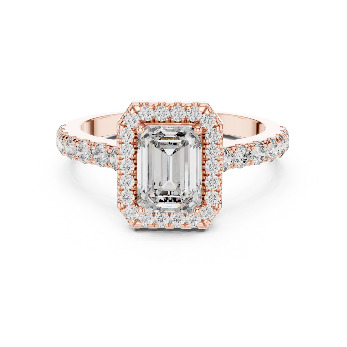 Aurelia Emerald-Cut Halo Lab Grown Diamond Ring