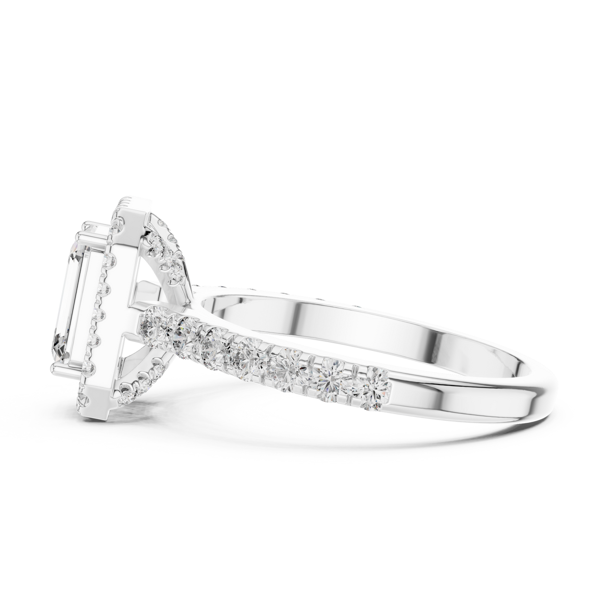 Aurelia Emerald-Cut Halo Lab Grown Diamond Ring