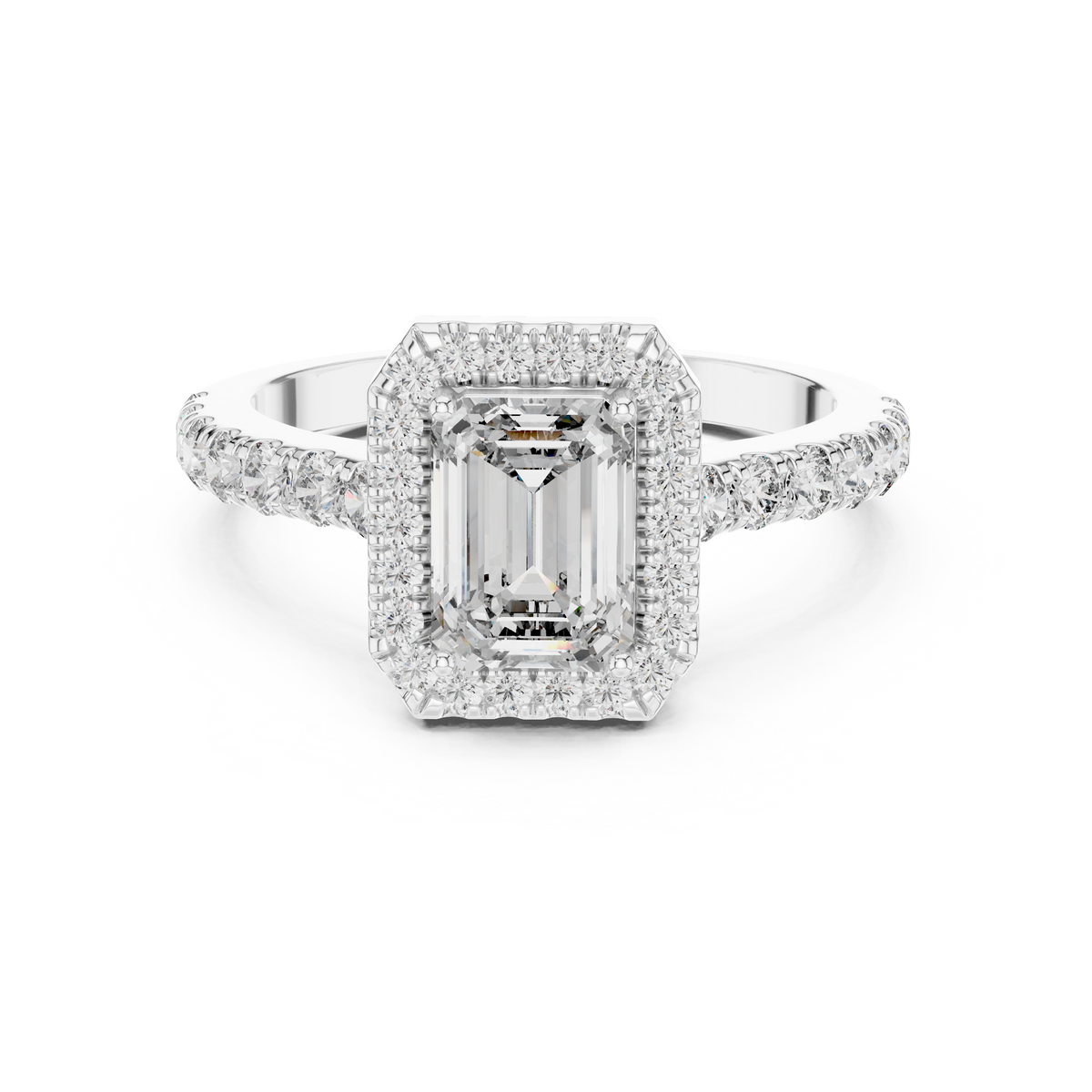 Aurelia Emerald-Cut Halo Lab Grown Diamond Ring