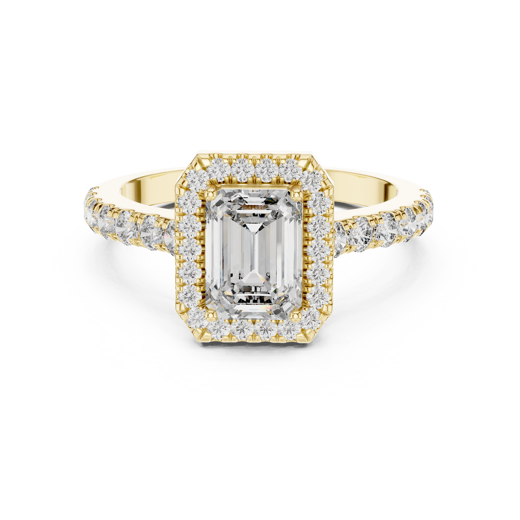 Aurelia Emerald-Cut Halo Lab Grown Diamond Ring