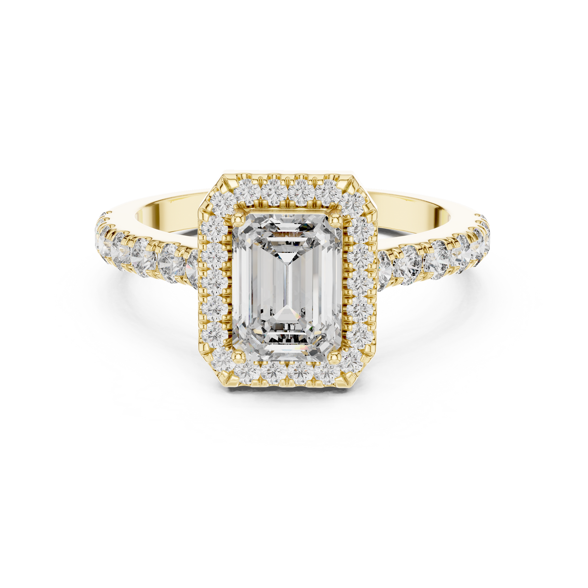 Aurelia Emerald-Cut Halo Lab Grown Diamond Ring