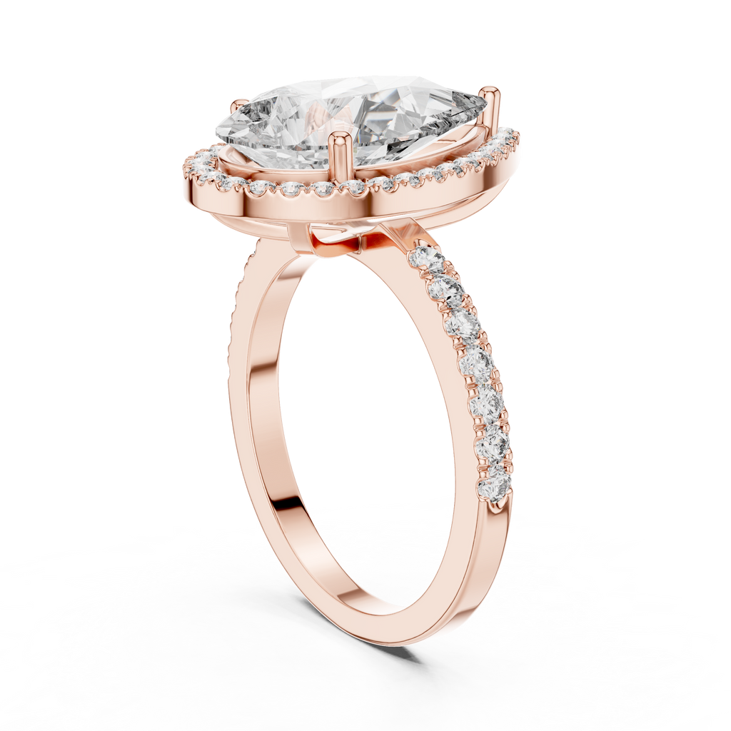 Virellia Pear-Cut Halo Lab Grown Diamond Ring