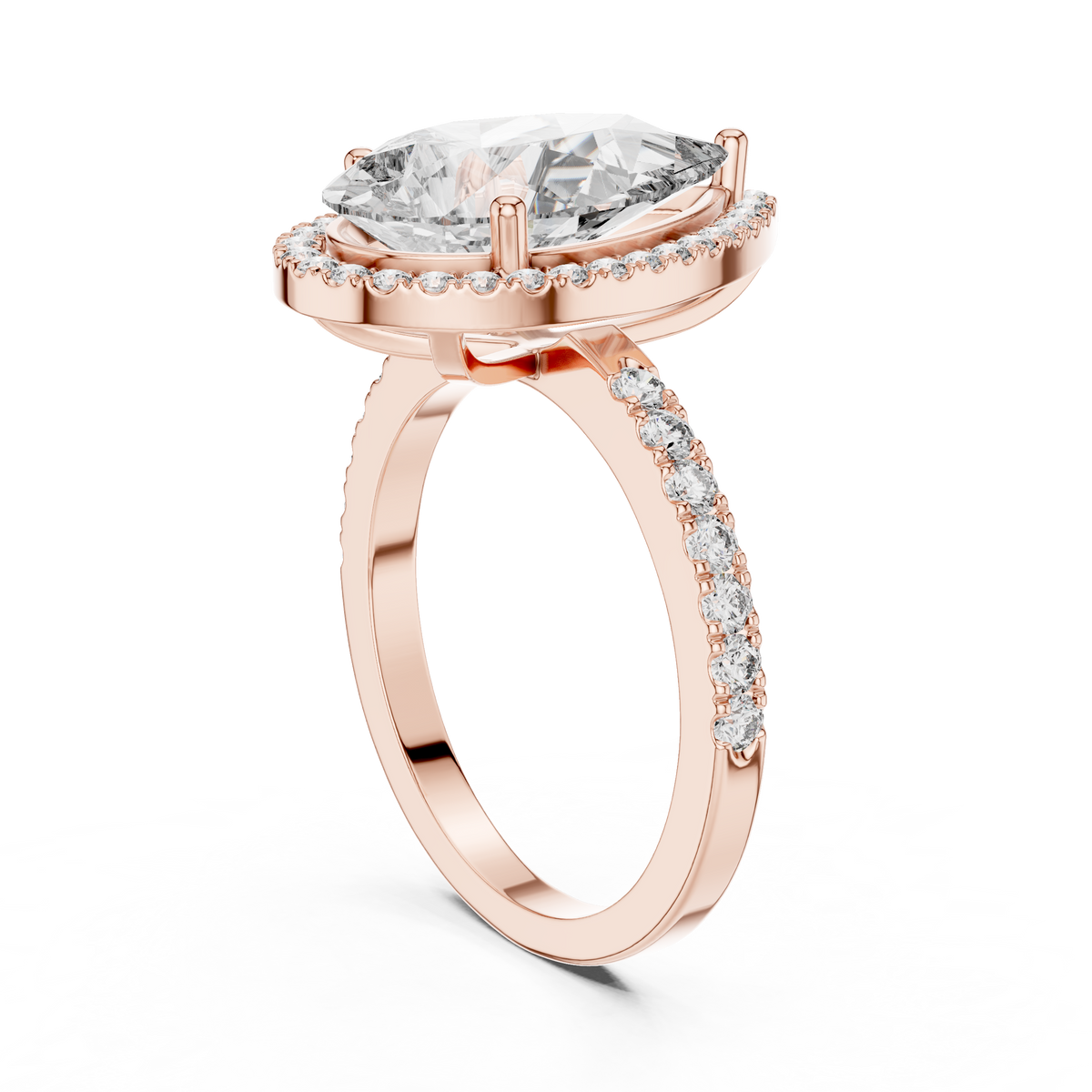 Virellia Pear-Cut Halo Lab Grown Diamond Ring
