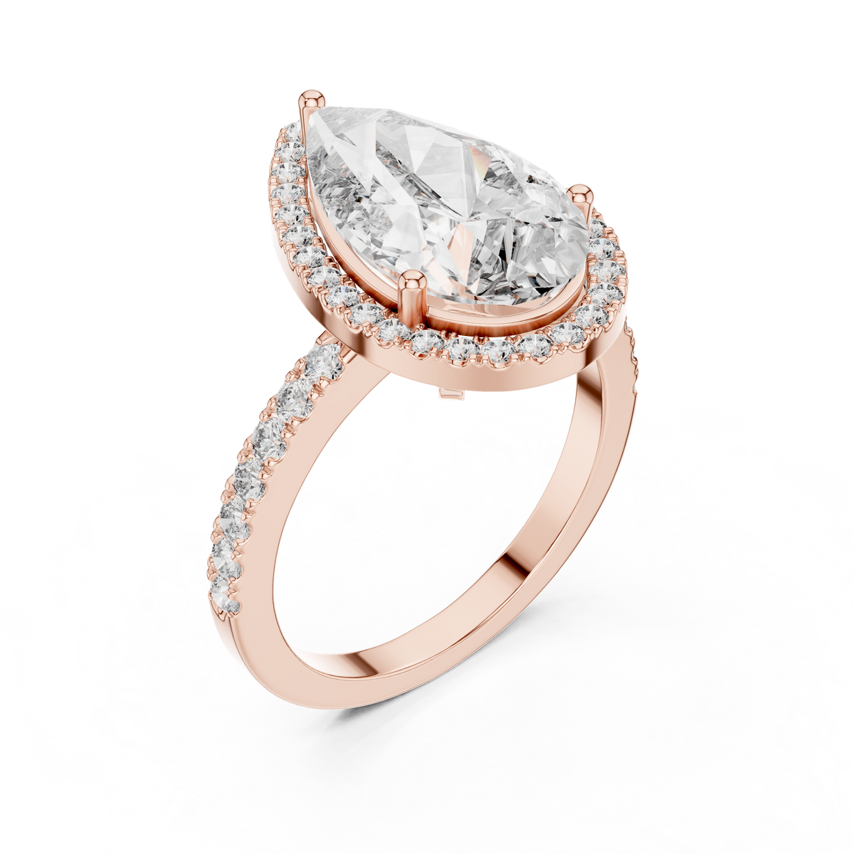 Virellia Pear-Cut Halo Lab Grown Diamond Ring