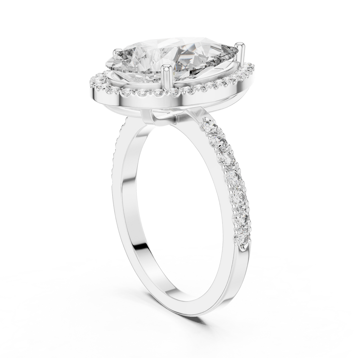 Virellia Pear-Cut Halo Lab Grown Diamond Ring