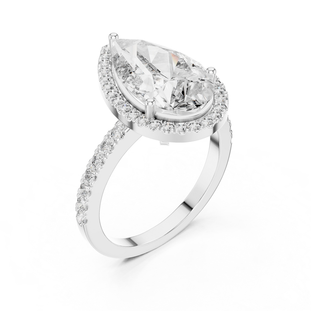 Virellia Pear-Cut Halo Lab Grown Diamond Ring