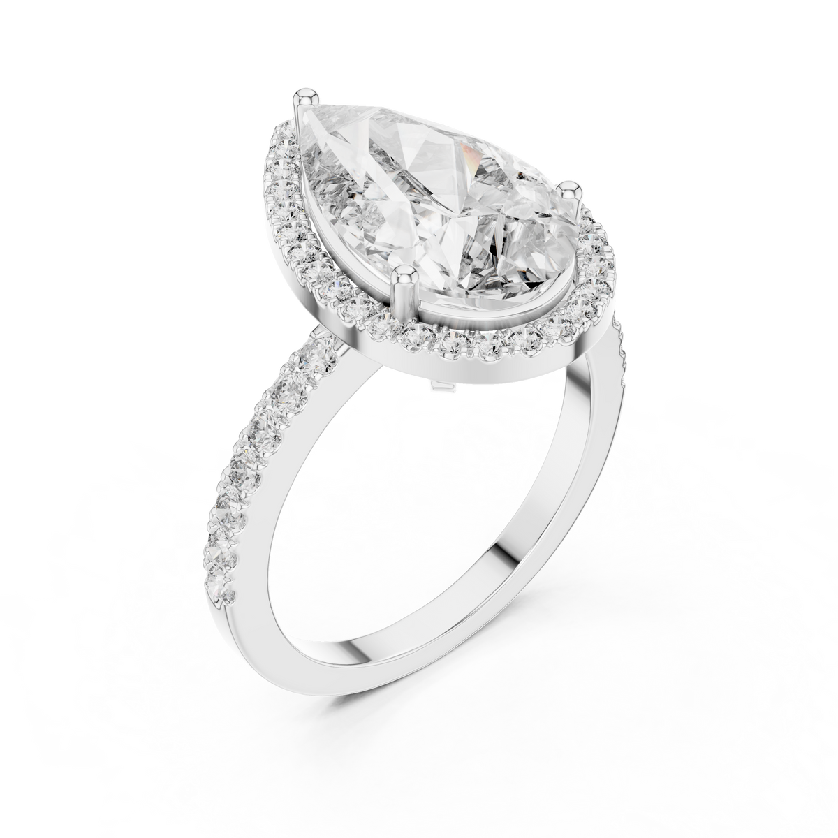 Virellia Pear-Cut Halo Lab Grown Diamond Ring