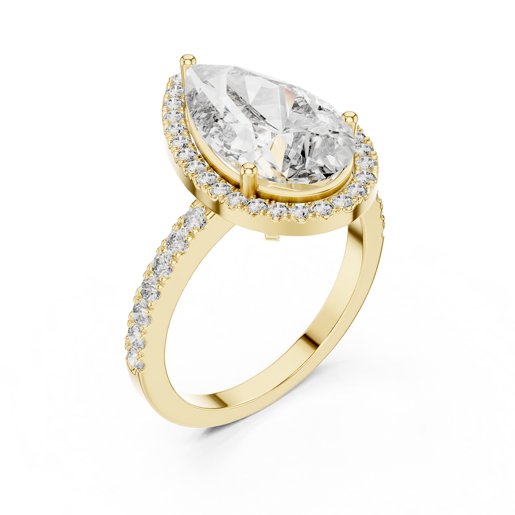 Virellia Pear-Cut Halo Lab Grown Diamond Ring