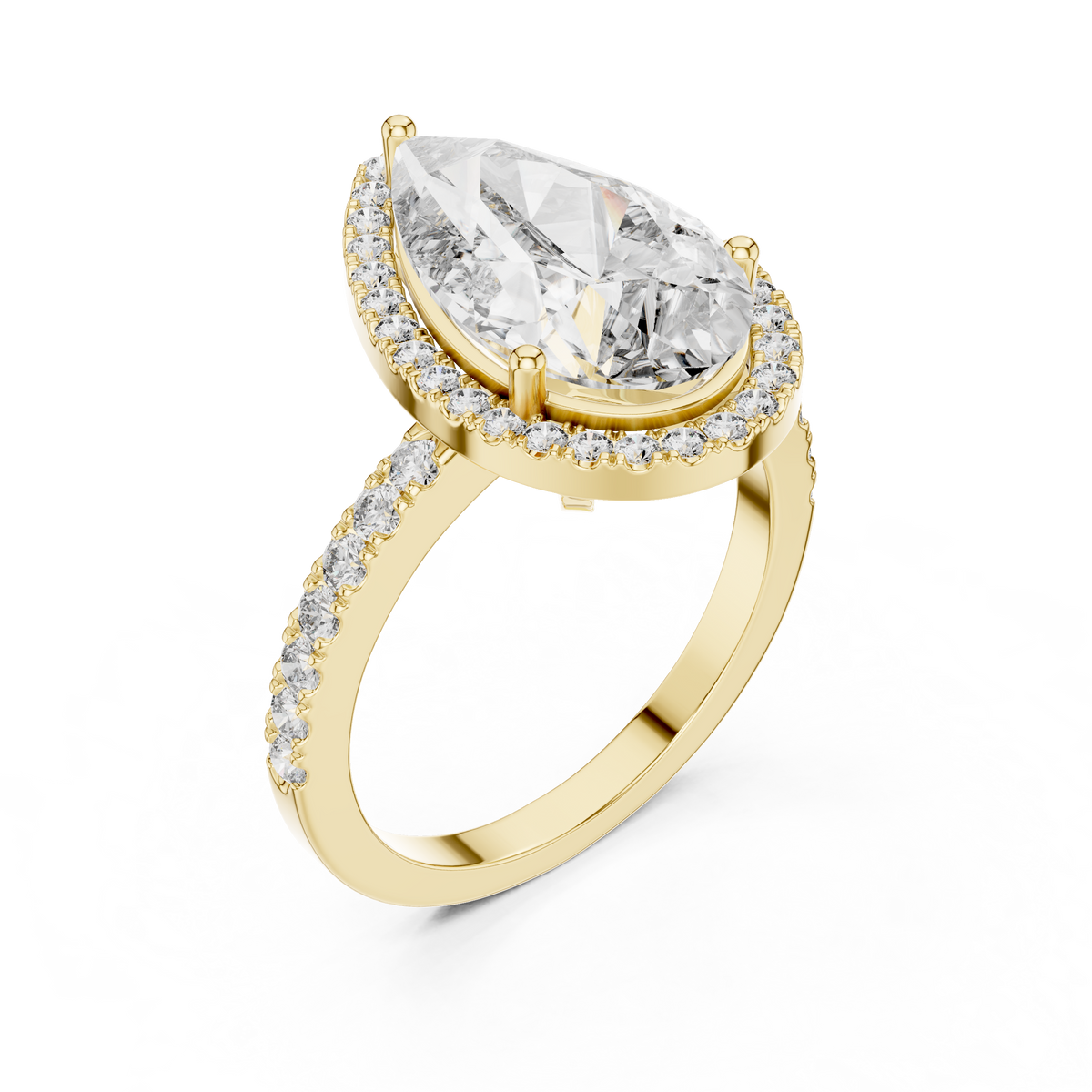 Virellia Pear-Cut Halo Lab Grown Diamond Ring