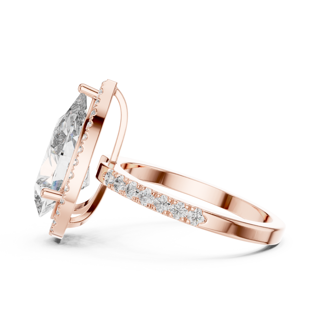 Virellia Pear-Cut Halo Lab Grown Diamond Ring