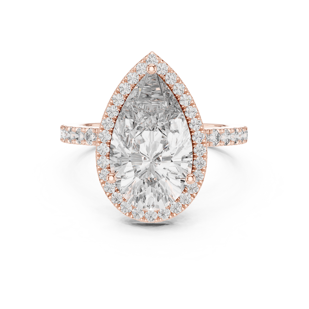 Virellia Pear-Cut Halo Lab Grown Diamond Ring