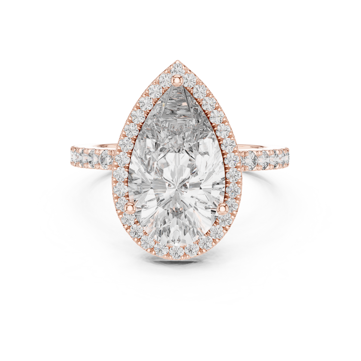 Virellia Pear-Cut Halo Lab Grown Diamond Ring