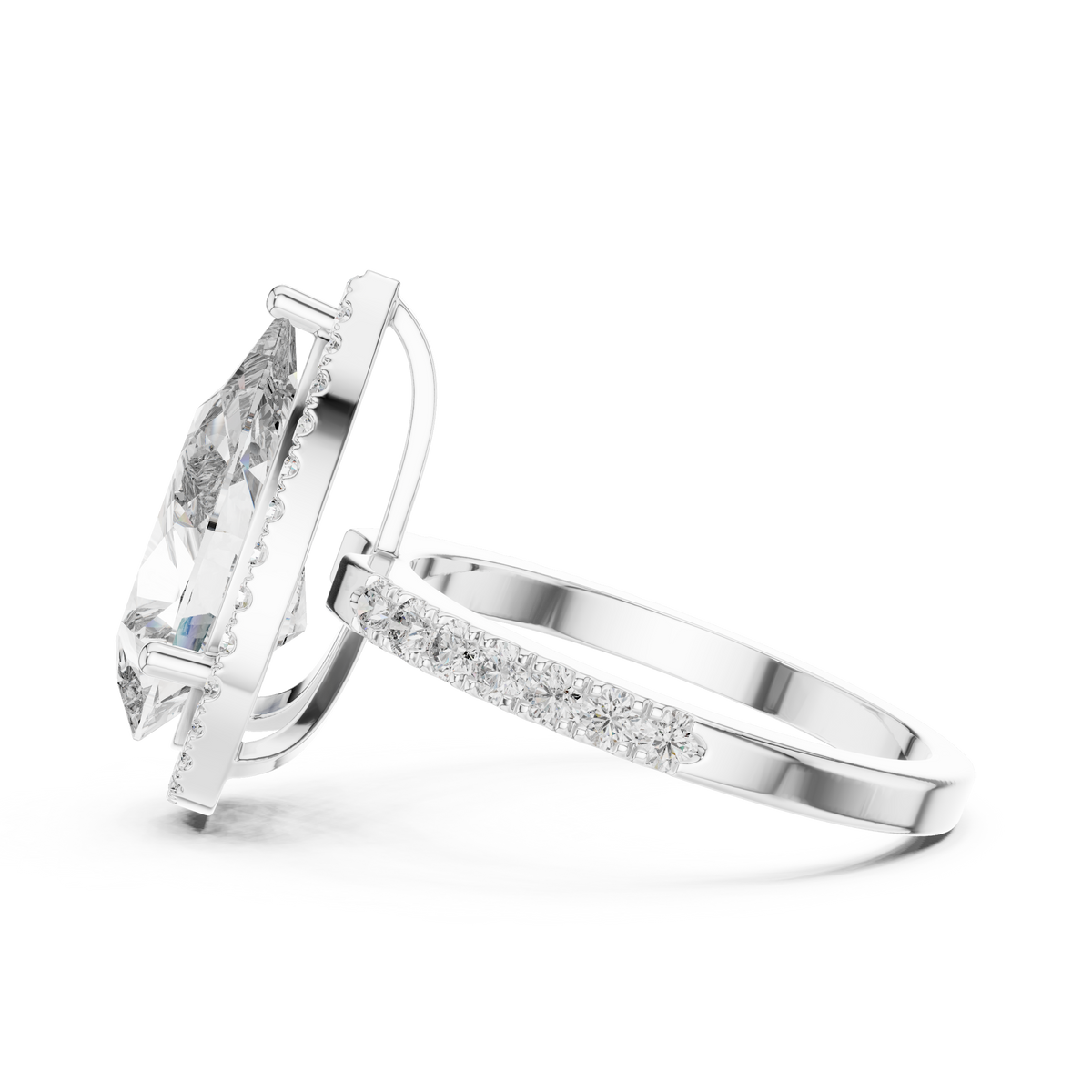 Virellia Pear-Cut Halo Lab Grown Diamond Ring